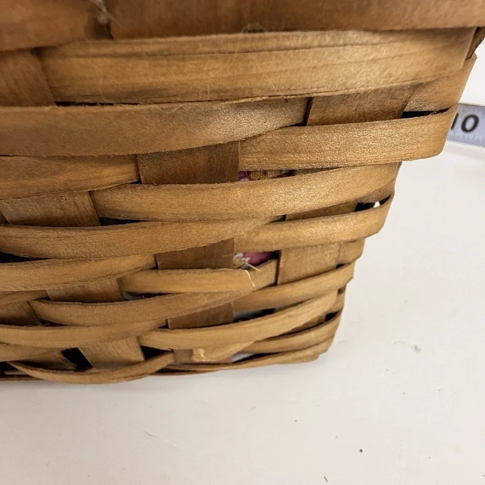 Vintage Woven Wicker Picnic Basket Floral Lined Cottagecore Boho Hamper